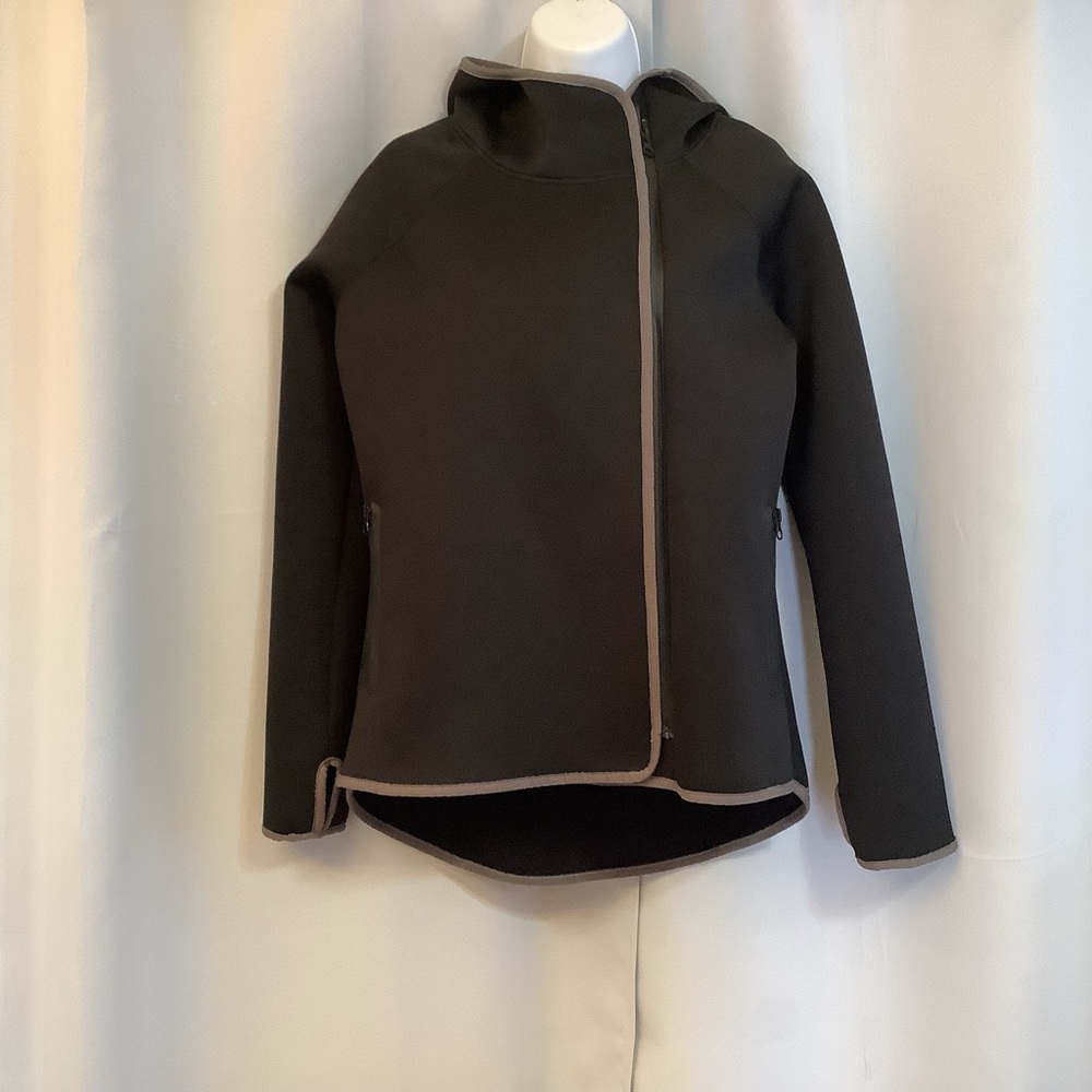 Kharis Angel Jacket Women’s Medium Neoprene Hood Black Grey